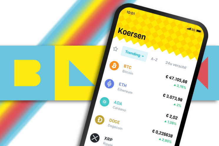 Crypto comparison app shown on a phone with a live price list